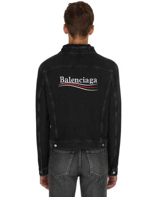 Logo Distressed Denim Jacket 