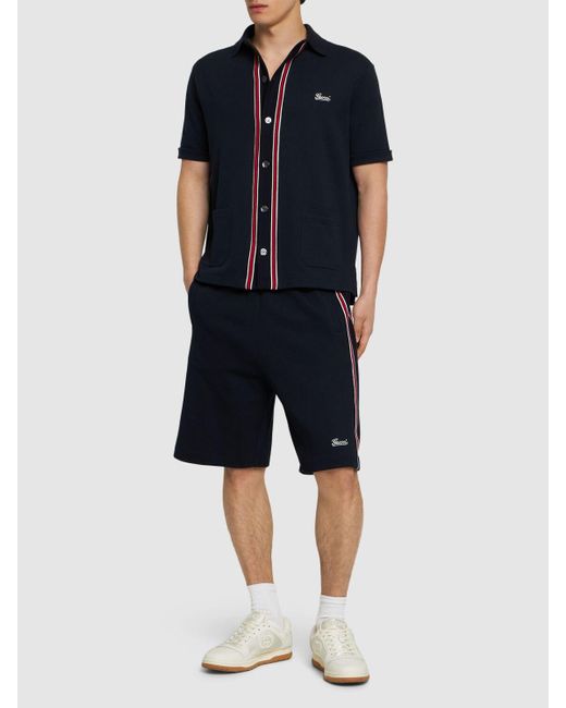 Gucci Blue Logo Cotton Polo Shirt for men