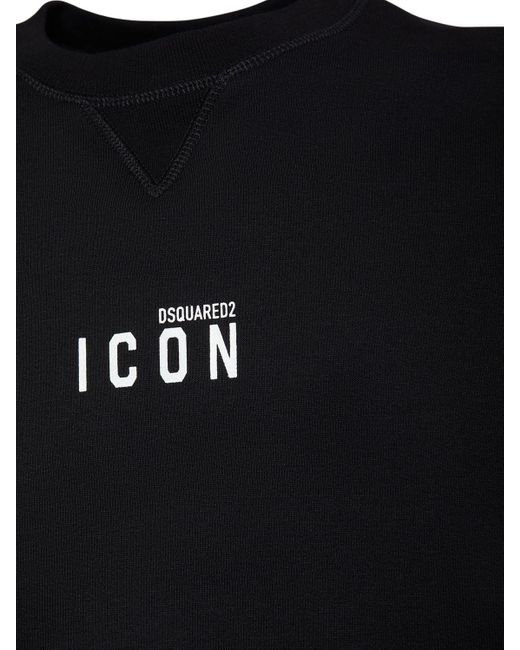 DSquared² Black Printed Logo Cotton Crewneck Sweatshirt for men