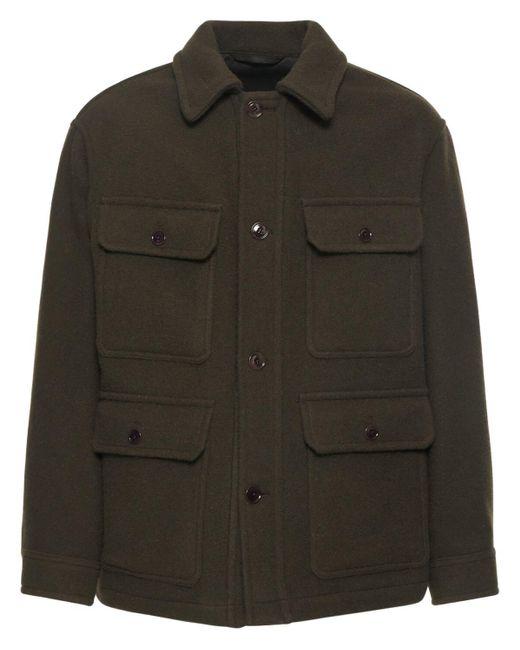 Lemaire Green Wool Hunting Shirt Jacket for men