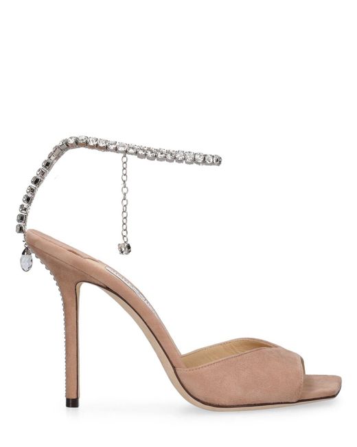 Jimmy Choo Pink 100Mm Saeda Suede Sandals