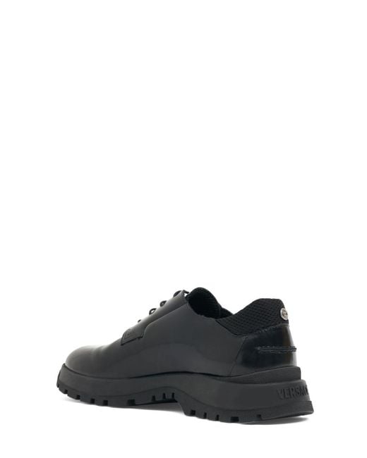 Versace Black Leather Lace-Up Shoes for men