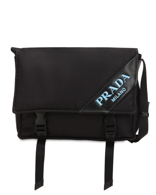Prada New Logo Nylon Messenger Bag in Black | Lyst Australia