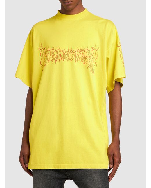 Balenciaga Yellow Darkwave Cotton T-shirt for men