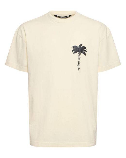 Palm Angels Natural The Palm Printed Cotton T-shirt for men