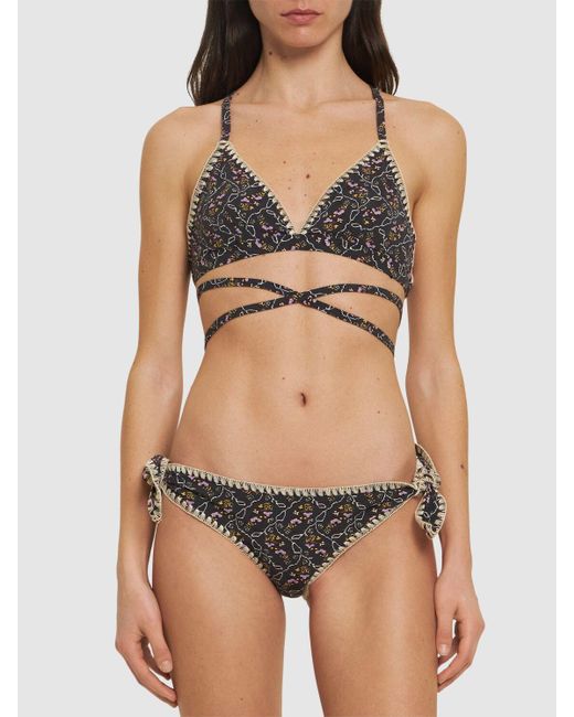 Bikini estampado con cordón Isabel Marant de color Black