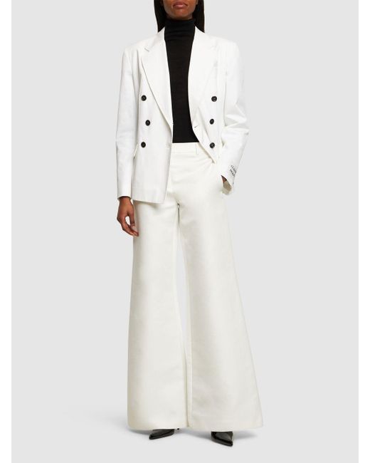 Pantalon large en duchesse de coton Moschino en coloris White