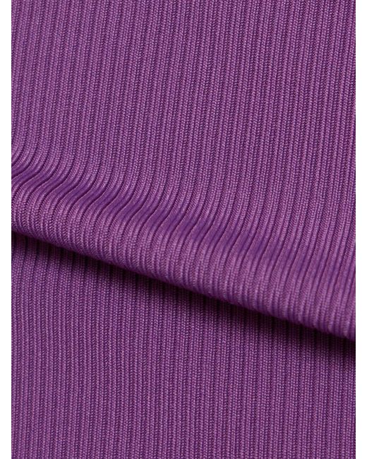The Attico Purple Ribbed Lycra Bandeau Bikini Set