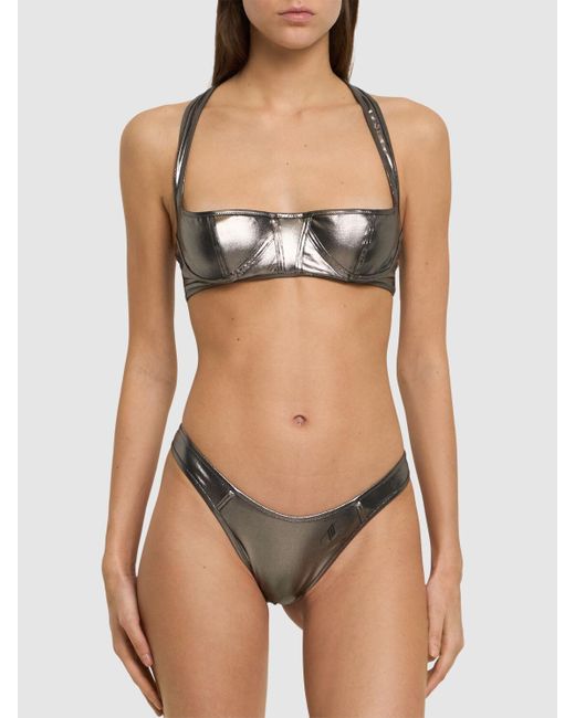 Bikini de lycra metalizada The Attico de color Gray