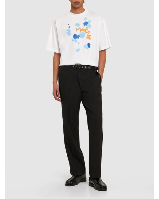 T-shirt loose en jersey de coton imprimé fleurs Marni pour homme en coloris White