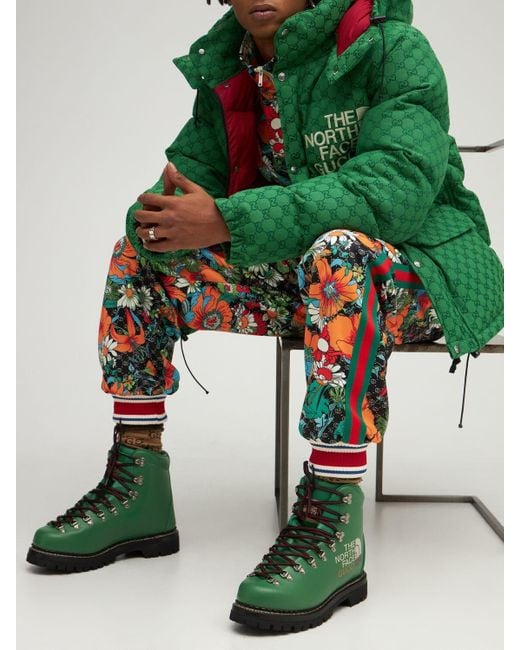 X The North Face Leather Hiking Boots Gucci pour homme en coloris Vert |  Lyst