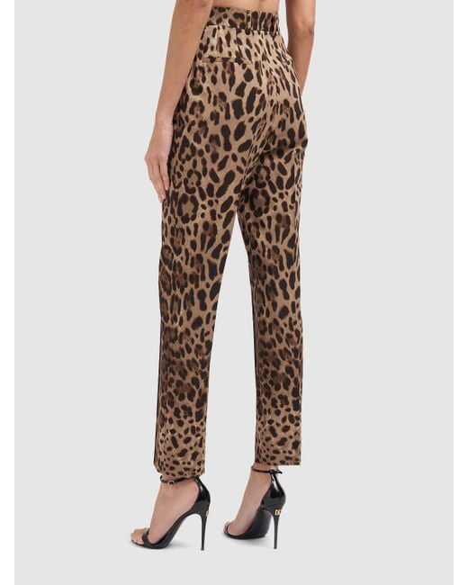 Pantalon droit imprimé léopard taille haute Dolce & Gabbana en coloris Brown