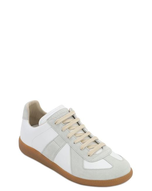 Sneakers basse replica in pelle e camoscio di Maison Margiela in White da Uomo