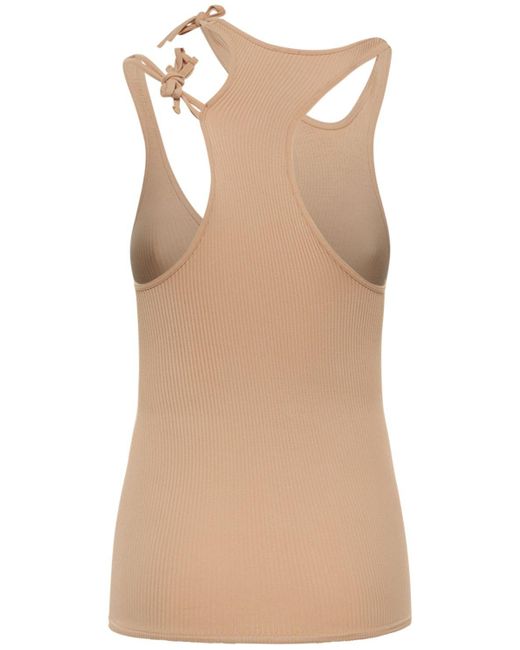 ANDREADAMO Natural Ribbed Jersey Top W/ Double Straps