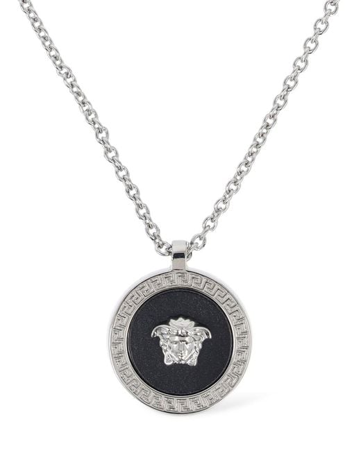 Versace White Metal Necklace Logo Charm for men
