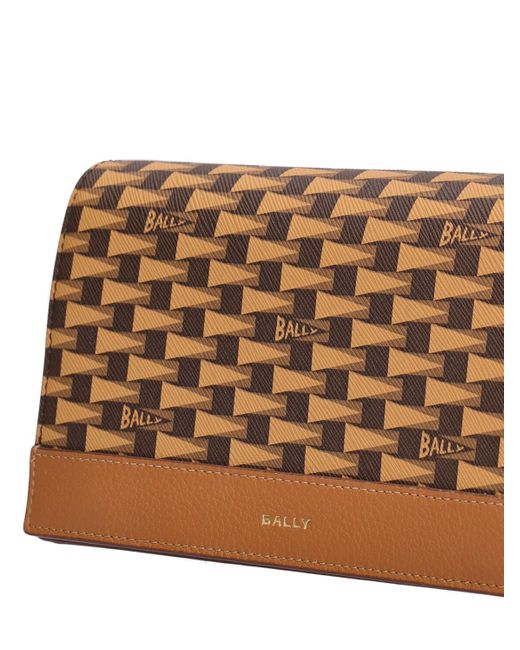 Bally Brown Pennant Monogram Leather Wallet Bag
