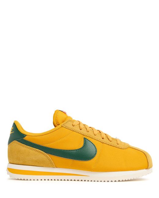 Nike Cortez Textile Sneakers in Yellow Lyst UK