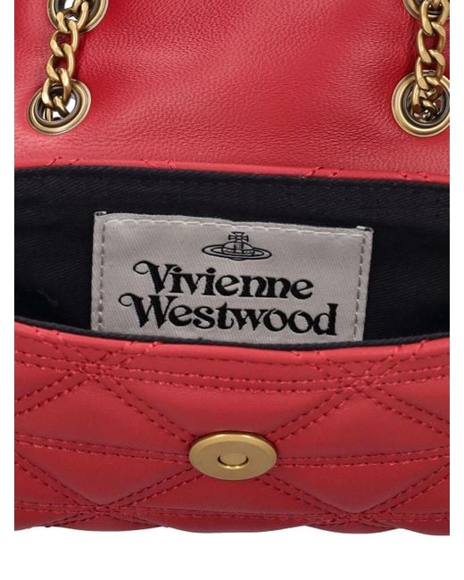 Vivienne Westwood Red Small Harlequin Leather Shoulder Bag