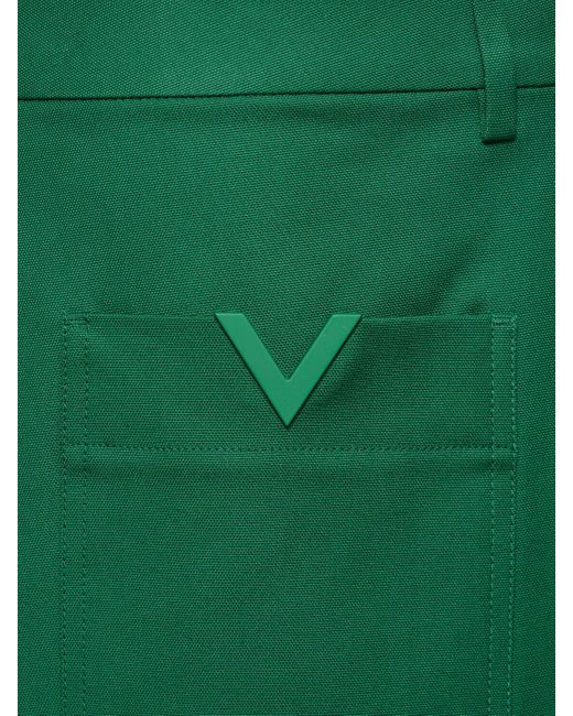 Valentino Green V Detail Cotton Bermuda Shorts for men