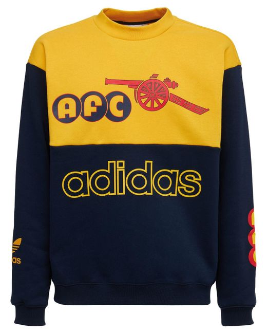 Adidas Originals Blue Arsenal Graphic Crew Sweatshirt for men