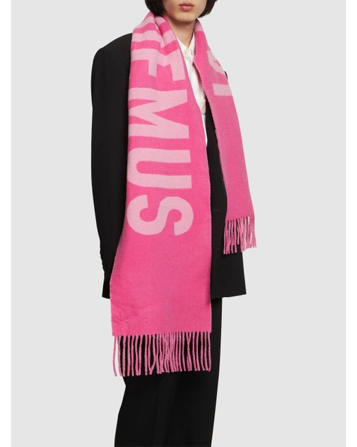 Jacquemus Pink L'Echarpe Wool Scarf for men