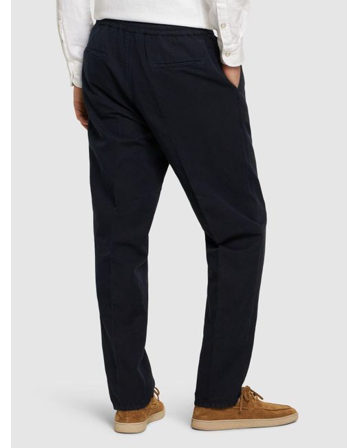 Brunello Cucinelli Blue Cotton & Linen Drawstring Pants for men