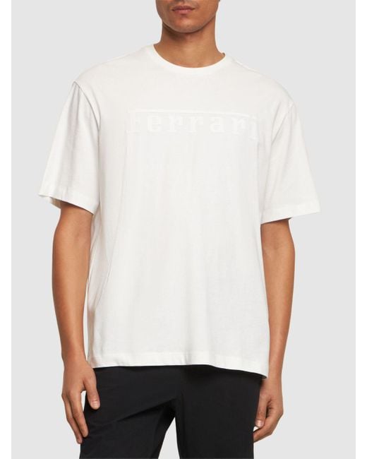 T-shirt oversize in jersey di cotone di Ferrari in White da Uomo