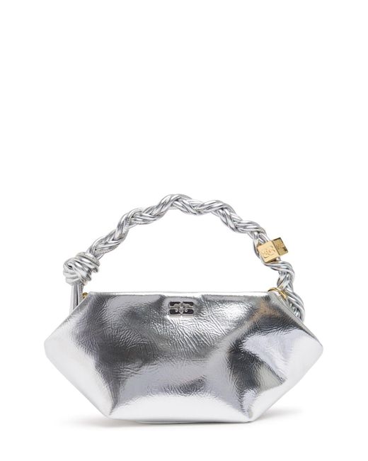 Ganni Mini Bou リサイクルレザートップハンドルバッグ White