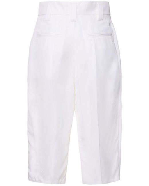 Carven White Viscose Twill Bermuda Shorts