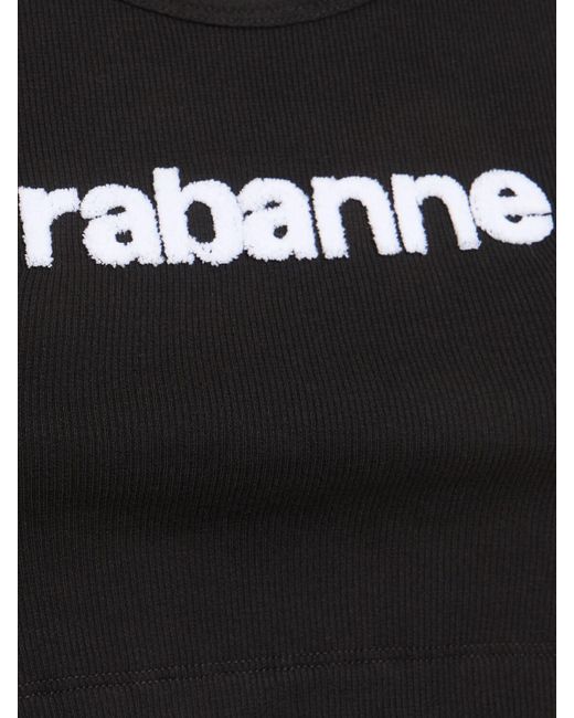 Crop top en jersey à logo Rabanne en coloris Black