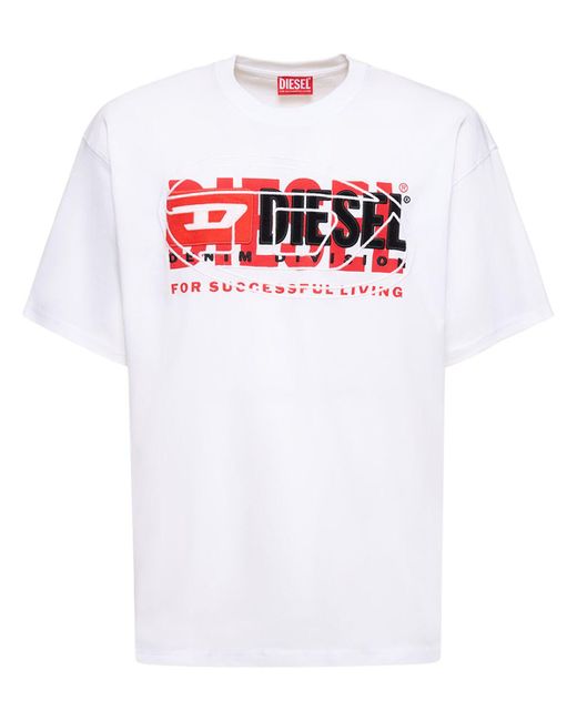 T-shirt loose en jersey de coton à logo DIESEL pour homme en coloris White