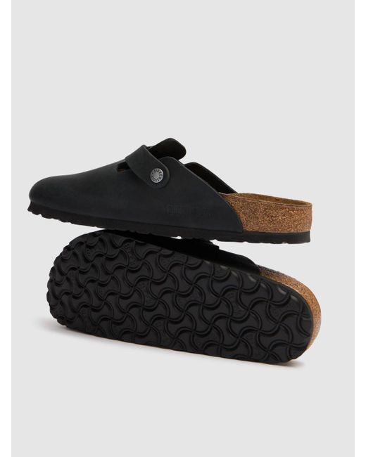 Birkenstock Black Boston Waxy Leather Sandals