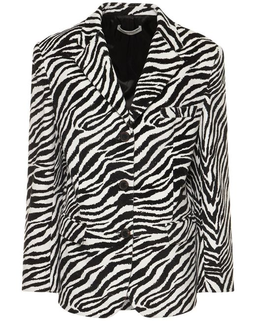 Alessandra Rich Black Zebra Print Velvet Oversize Blazer