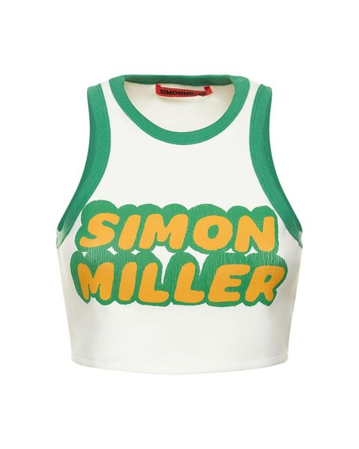 Simon Miller Green Dibby Printed Logo Cotton Tank Top