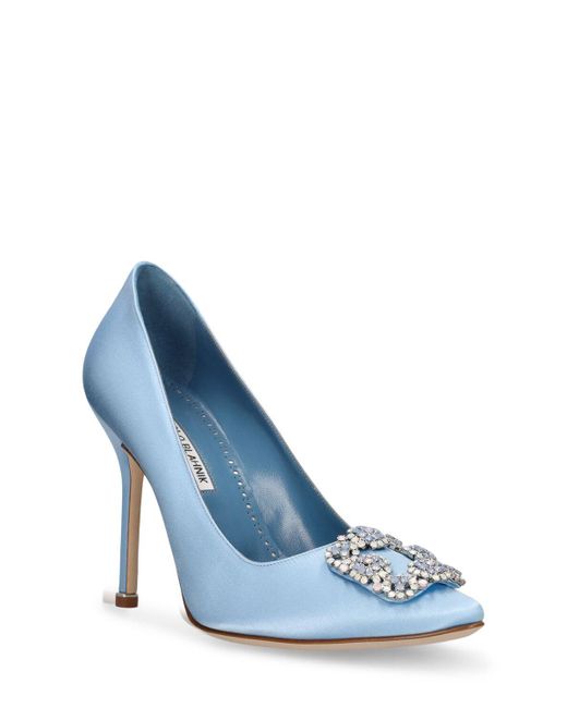 Zapatos de tacón hangisi de satén 105mm Manolo Blahnik de color Blue