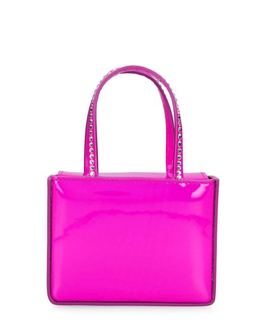 AMINA MUADDI Pink Super Amini Gilda Patent Bag W/Crystals