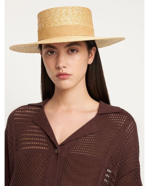 Lack of Color Natural The Spencer Boater Straw & Suede Hat