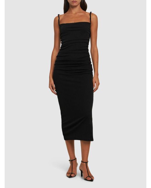 Nanushka Black Alexa Fitted Jersey Midi Dress