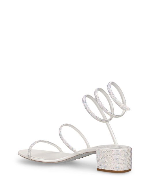 Sandalias de seatén decoradas 35mm Rene Caovilla de color White