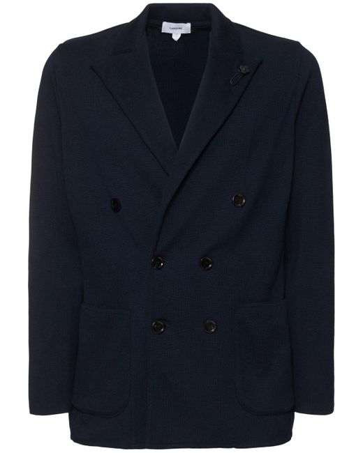 メンズ Lardini コットンニットブレザー Blue