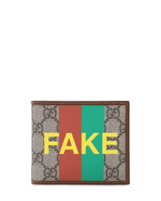 Gucci Faltbrieftasche mit "Fake/Not" Print in Natural für Herren