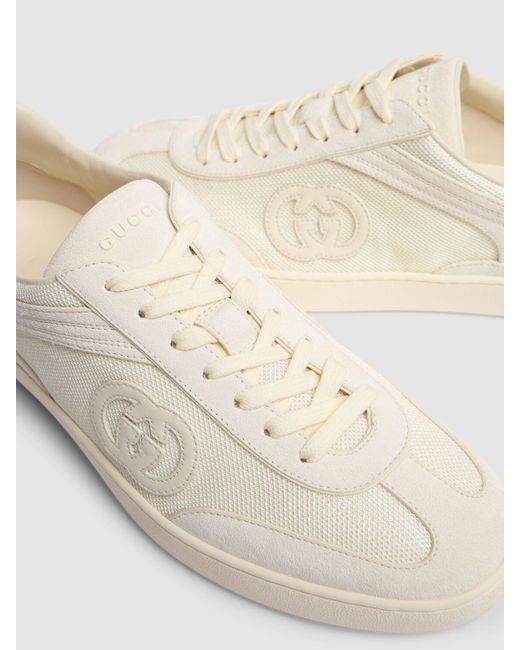 メンズ Gucci G74 Gg スエード&ファブリックスニーカー ナチュラル | Lyst