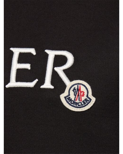 Sudadera de jersey de algodón con logo bordado Moncler de color Black