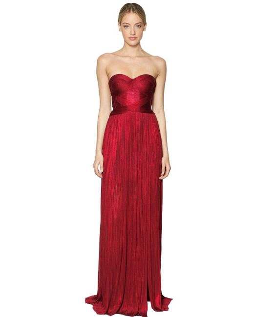 Maria Lucia Hohan Red Metallic Silk Tulle Gown