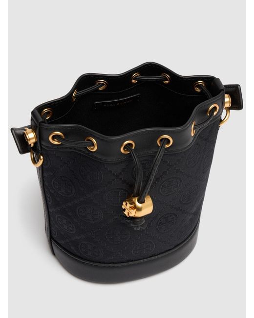 Tory Burch Black Mini T Monogram Bucket Bag