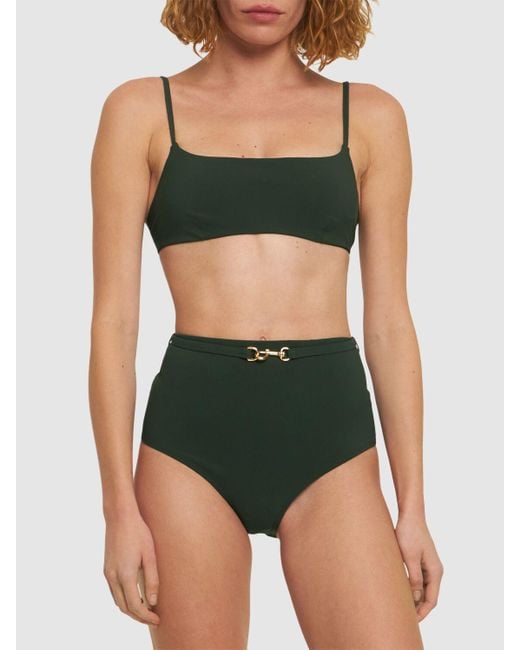 Bas de bikini taille haute clip Tory Burch en coloris Green