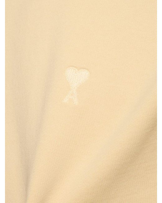 Felpa in cotone con logo di AMI in Natural da Uomo