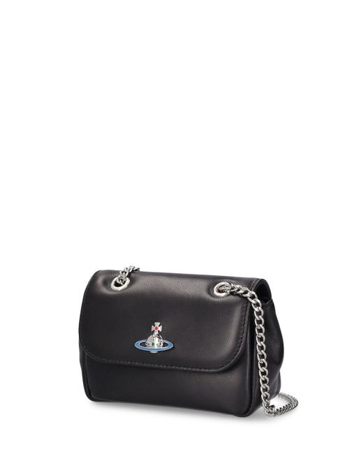 Vivienne Westwood Black Small Leather Shoulder Bag W/chain