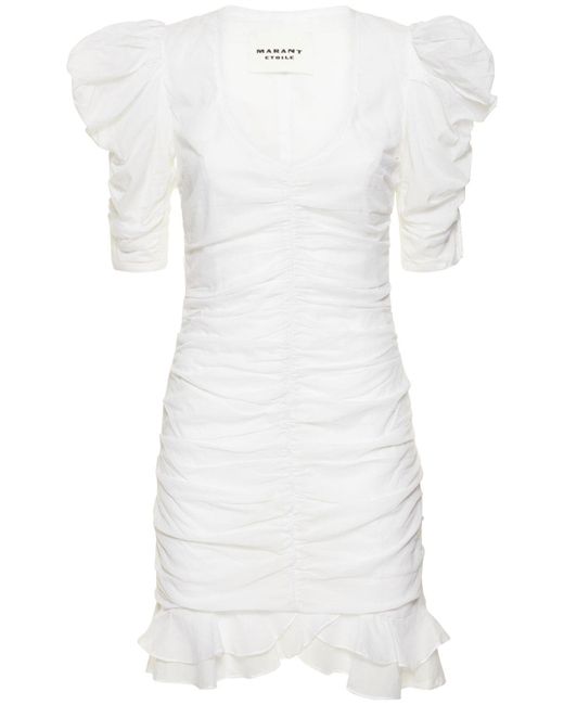 Isabel Marant White Minikleid Aus Baumwollvoile "sireny"