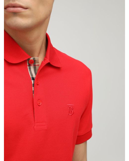 Camiseta Polo De Piqué A Cuadros Con Logo Tb Burberry de hombre de color  Rojo | Lyst